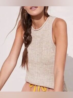 Anthropologie Pilcro Knit High Neck Tank Ribbed Sweater L